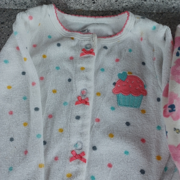 Bundle 6-9 Months Footie Pajamas Baby Girl Burts Bees Carter's Floral - Picture 5 of 8